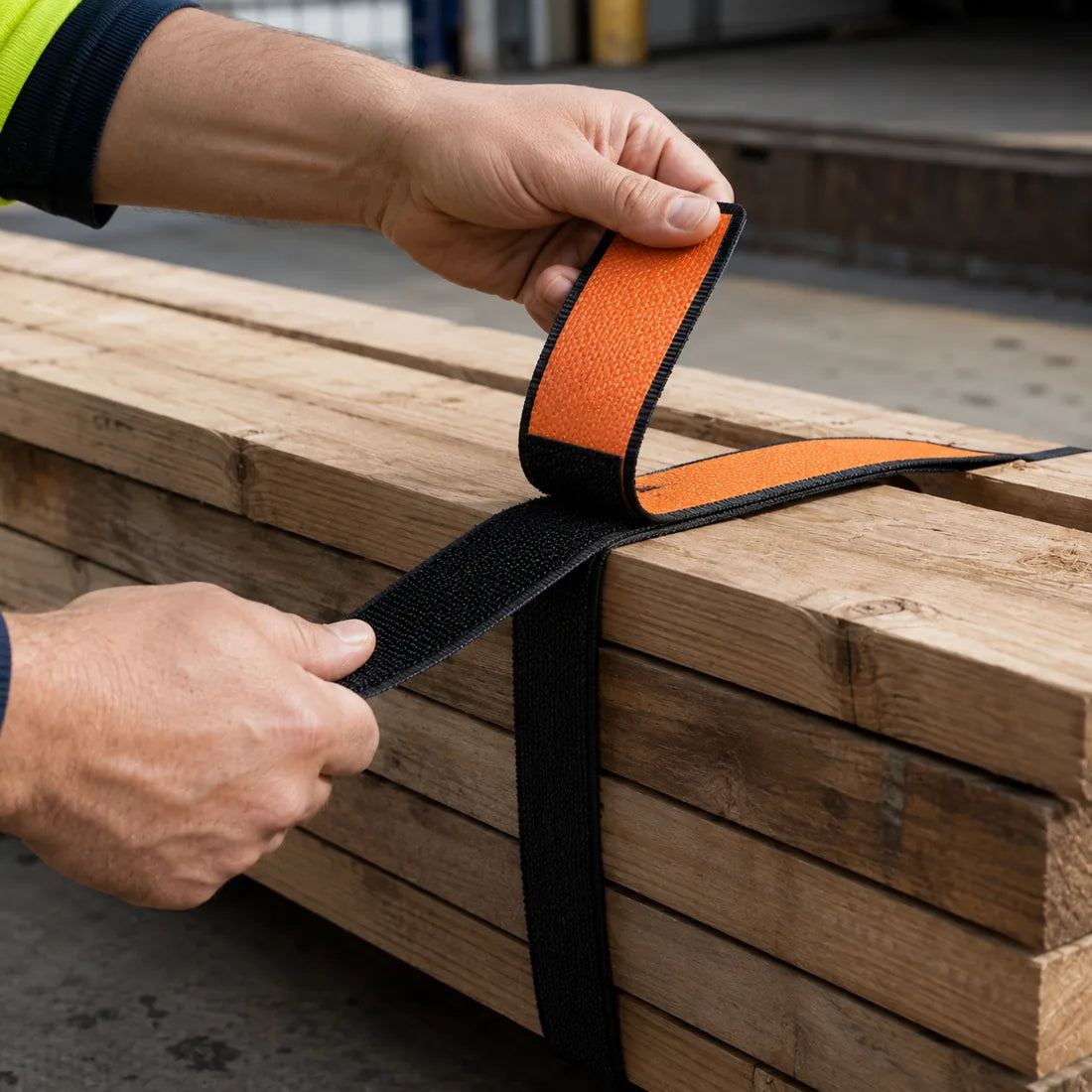 Bundling timber on the loading dock